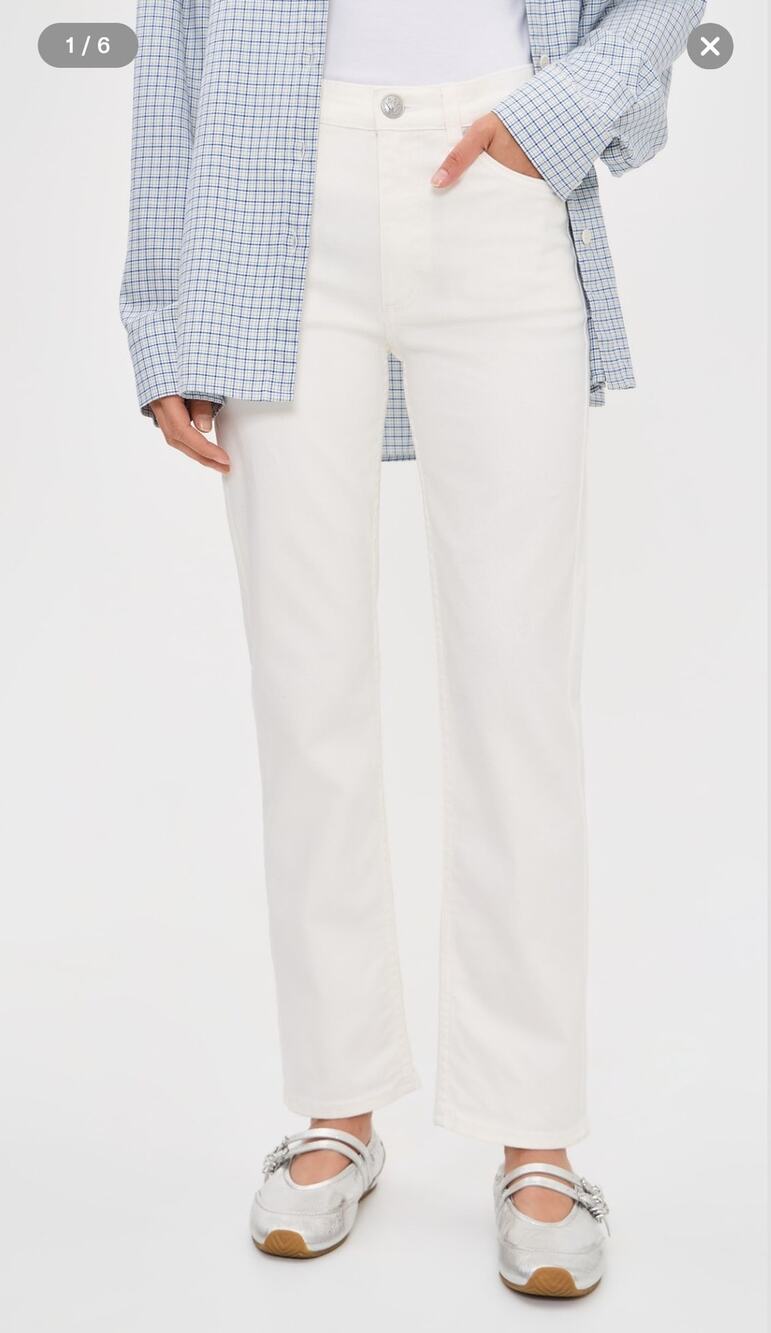 Rag & Bone Harlow Mid-Rise Straight Jeans Optic White Size 26 Quiet Luxury